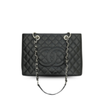 Chanel Classic Tote Bag Silver Hardware Black