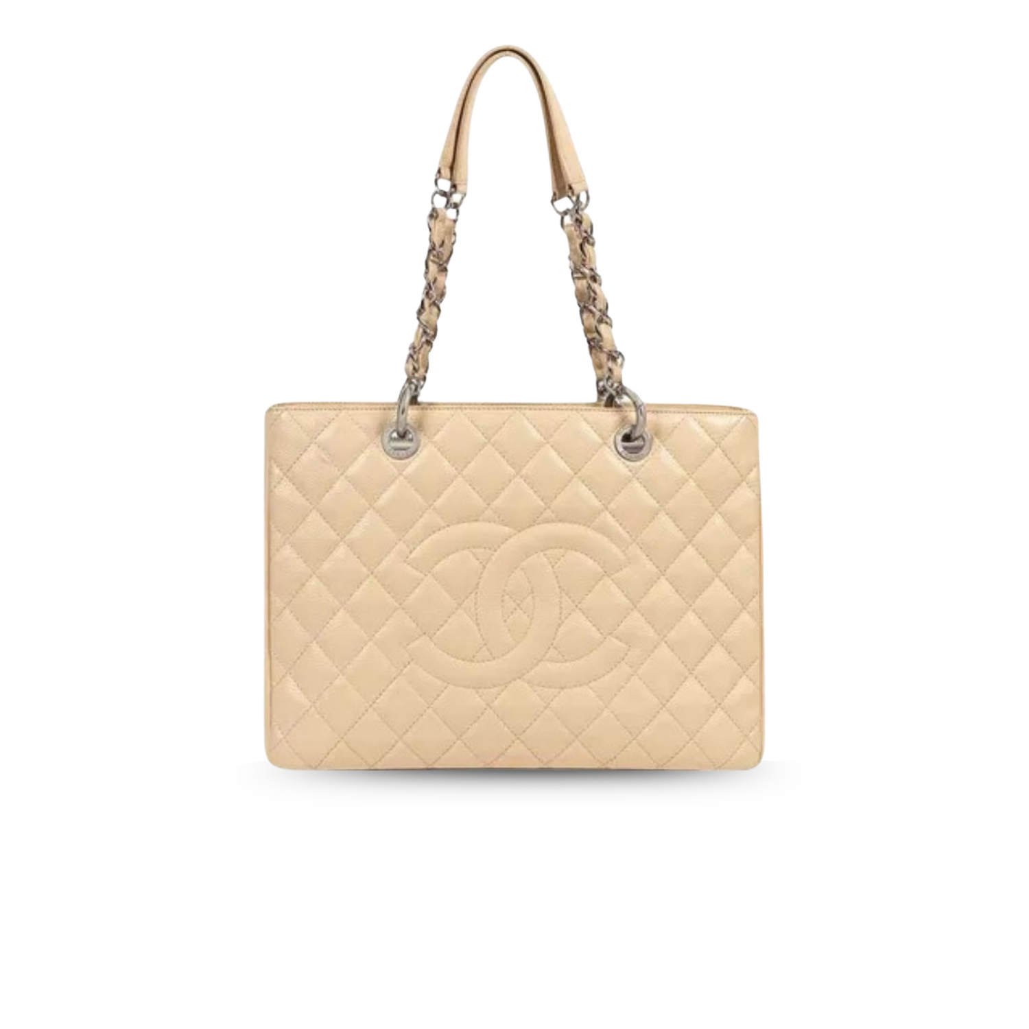 Chanel-Classic-Tote-Bag-Beige-For-Women.png Chanel Classic Tote Bag 13.3in/ 34cm Beige Silver Hardware For Women - Image 1