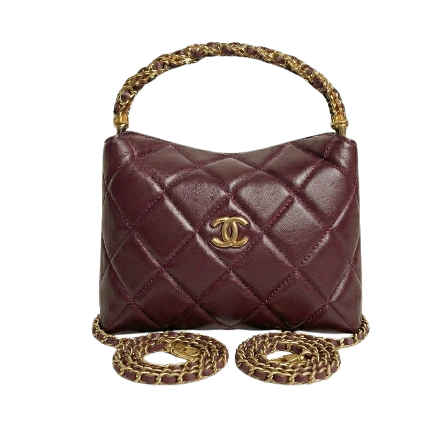 Chanel-Clutch-With-Chain-Top-Handle-Bag-7.3in19cm-Burgundy-Gold-Hardware-For-Women-AP4189-B17675-NZG79.png Chanel Clutch With Chain Top Handle Bag 7.3in/ 19cm Burgundy Gold Hardware For Women AP4189-B17675-NZG79 - Image 1