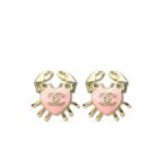 Chanel Crab Heart Pink Earring Gold - Toned For Women