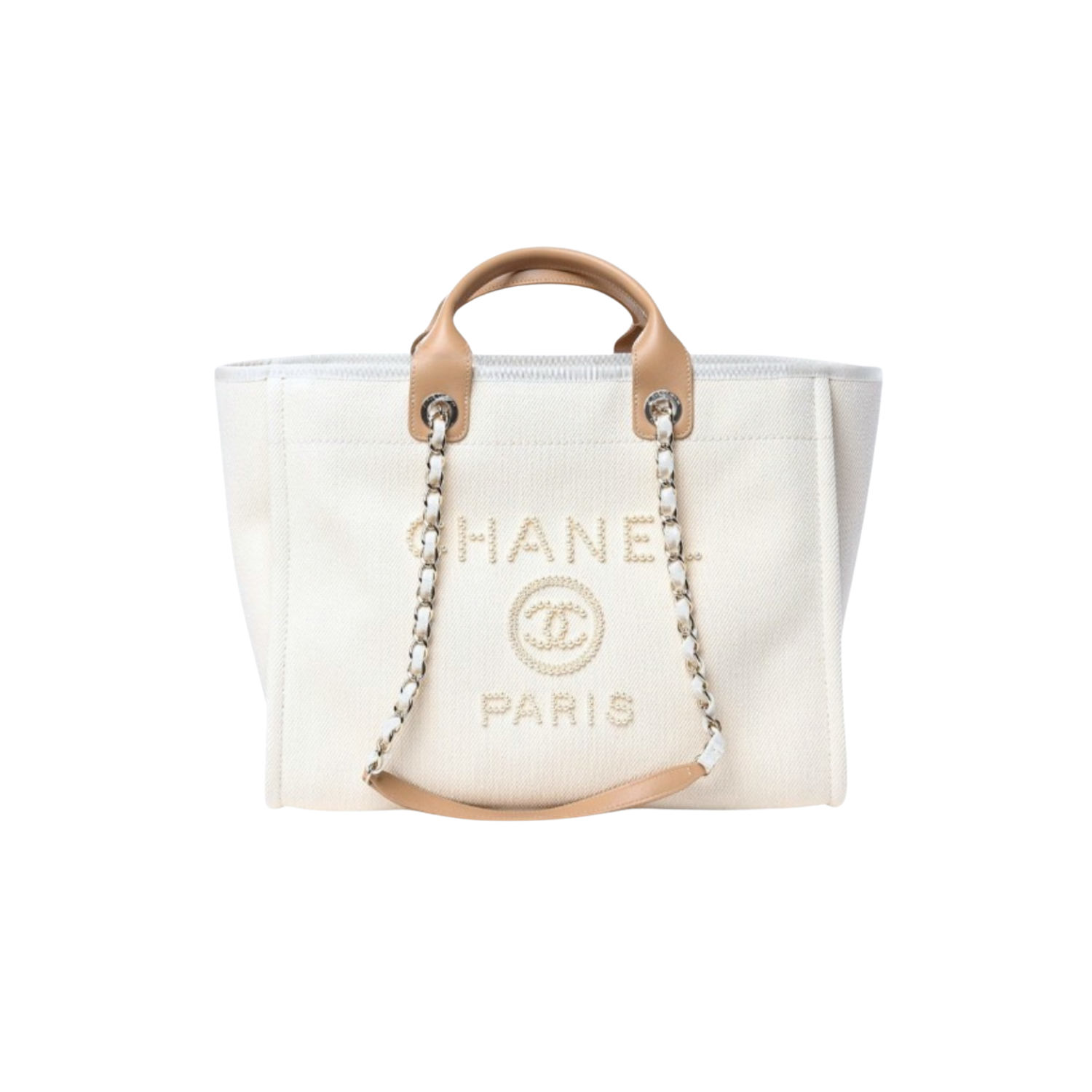 Chanel-Deauville-Tote-Bag-15.7in-40cm-Beige-Gold-Hardware-For-Women.png Chanel Deauville Tote Bag 15.7in/ 40cm Beige Gold Hardware For Women - Image 1