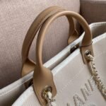 Chanel Deauville Tote Bag 15.7in/ 40cm Beige Gold Hardware For Women - Image 8