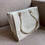 Chanel Deauville Tote Bag 15.7in/ 40cm Beige Gold Hardware For Women - Image 5