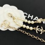 Chanel Double-Layer Pearl Chain With Logo Charms For Women - Image 4
