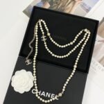 Chanel Double-Layer Pearl Chain With Logo Charms For Women - Image 5