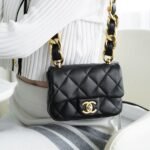 Chanel Flap Bag Mini Crossbody 6.6in/ 17cm Black Gold Hardware For Women AS3213 - Image 2