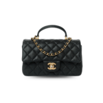 Chanel Flap Bag Mini Crossbody 7.8in/ 20cm Black Gold Hardware For Women