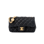 Chanel Flap Bag Small Crossbody 8.7in/ 22cm Black Gold Hardware For Women
