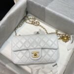 Chanel Flap Bag With CC Ball On Strap Small Crossbody 7.8in/ 20cm White Gold Hardware For Women AS1787 - Image 2