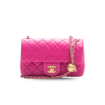 Chanel Flap Bag With CC Ball On Strap Small Crossbody 7.8in/ 20cm Pink Gold Hardware For Women AS1787