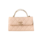 Chanel Flap Bag Phone Holder With Chain Crossbody 7.1in/ 18cm Light Apricot Gold Hardware For Women
