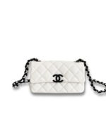 Chanel Flap Bag Mini Crossbody 7.9in/ 20cm White Gold Hardware For Women - Image 2