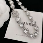Chanel Half Bead Choker Necklace Silver For Women - Image 4