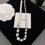 Chanel Half Bead Choker Necklace Silver For Women - Image 3