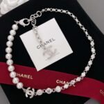 Chanel Half Bead Choker Necklace Silver For Women - Image 2