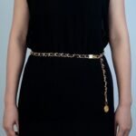 Chanel Iconic Chain Link With Black Leather And Coin Charm For Women - Image 2