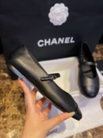 Chanel Interlocking CC Logo Mary Jane Flats Black For Women - Image 8