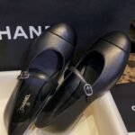 Chanel Interlocking CC Logo Mary Jane Flats Black For Women