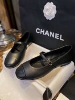 Chanel Interlocking CC Logo Mary Jane Flats Black For Women - Image 7
