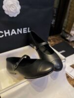 Chanel Interlocking CC Logo Mary Jane Flats Black For Women - Image 4