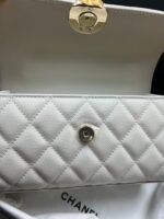 Chanel Kelly Top Handle Bag 7.2in/ 18cm White Gold Hardware For Women - Image 5