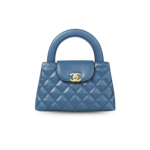 Chanel Kelly Top Handle Bag 7.8in/ 19cm Deep Blue Gold Hardware For Women