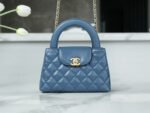 Chanel Kelly Top Handle Bag 7.8in/ 19cm Deep Blue Gold Hardware For Women - Image 3