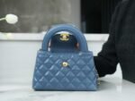 Chanel Kelly Top Handle Bag 7.8in/ 19cm Deep Blue Gold Hardware For Women - Image 5