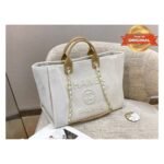 [True-to-ORIGINAL] Chanel Large Deauville Pearl Tote Bag 15in/ 38cm White Gold Hardware For Women A66941 - Image 7