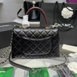 Chanel Medium Flap Bag With Top Handle Navy Blue A92990 - Image 3
