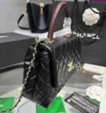 Chanel Medium Flap Bag With Top Handle Navy Blue A92990 - Image 4