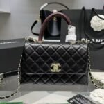 Chanel Medium Flap Bag With Top Handle Navy Blue A92990 - Image 2