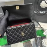 Chanel Medium Flap Bag With Top Handle Navy Blue A92990 - Image 6