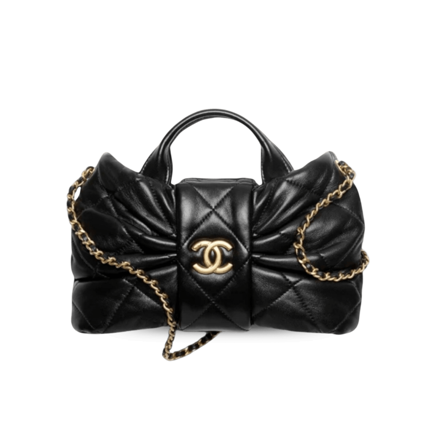 Chanel-Mini-Bow-Bag-Black-For-Women-10.2in26cm.png Chanel Bow Mini Top Handle Bag 10.2in/ 26cm Black Gold Hardware For Women AS5849-B22148-94305 - Image 1