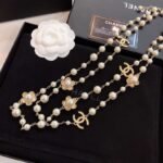Chanel Pearl CC Flower Necklace Gold For Women
