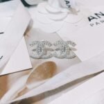 Chanel Rhinestone Double C Earrings Silver For Women - Image 2