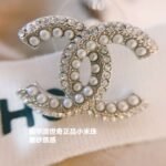 Chanel Rhinestone Double C Earrings Silver For Women - Image 9