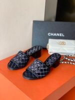 Chanel Sandals Black For Women 1.77in/4.5cm - Image 4