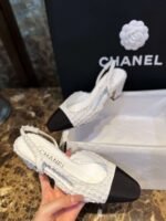 Chanel Sling Back Tweed Pumps White For Women - Image 3