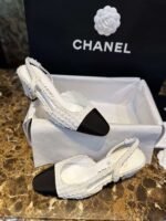 Chanel Sling Back Tweed Pumps White For Women - Image 2