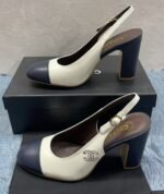 Chanel Slingbacks White And Dark Blue For Women - G45564 B15702 NV160 - Image 4