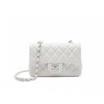 Chanel Small Classic Handbag Silver Hardware White For Women, Women's Bags, Shoulder And Crossbody Bags 7.9in/20cm A01113
