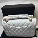 Chanel Small Classic Double Flap Crossbody Bag 9.1in/ 23cm White Gold Hardware For Women - Image 5