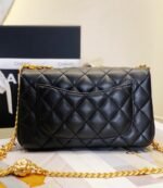 Chanel Flap Bag Small Crossbody 8.7in/ 22cm Black Gold Hardware For Women - Image 3