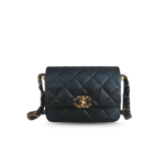 Chanel Wide Shoulder Bag 8.1in/ 20.5cm Black Gold Hardware For Women