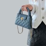 Chanel Kelly Top Handle Bag 7.8in/ 19cm Deep Blue Gold Hardware For Women - Image 2