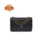 [True-to-ORIGINAL] Chanel CO-CO Classic Wallet On Chain 19cm/7.5in Gold Toned Hardware For Women Black