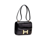 Hermes Constance 23 Pattern Crocodile Black For Women, Women's Handbags, Shoulder Bag 9in/23cm
