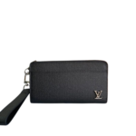Louis Vuitton Zippy Dragonne Wallet Taiga Black For Men, Men's Wallet 19cm LV M69409