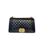 Chanel Boy Handbag Gold Toned Hardware Black For Women, Women's Bags, Shoulder And Crossbody Bags 9.8in/25cm A67086